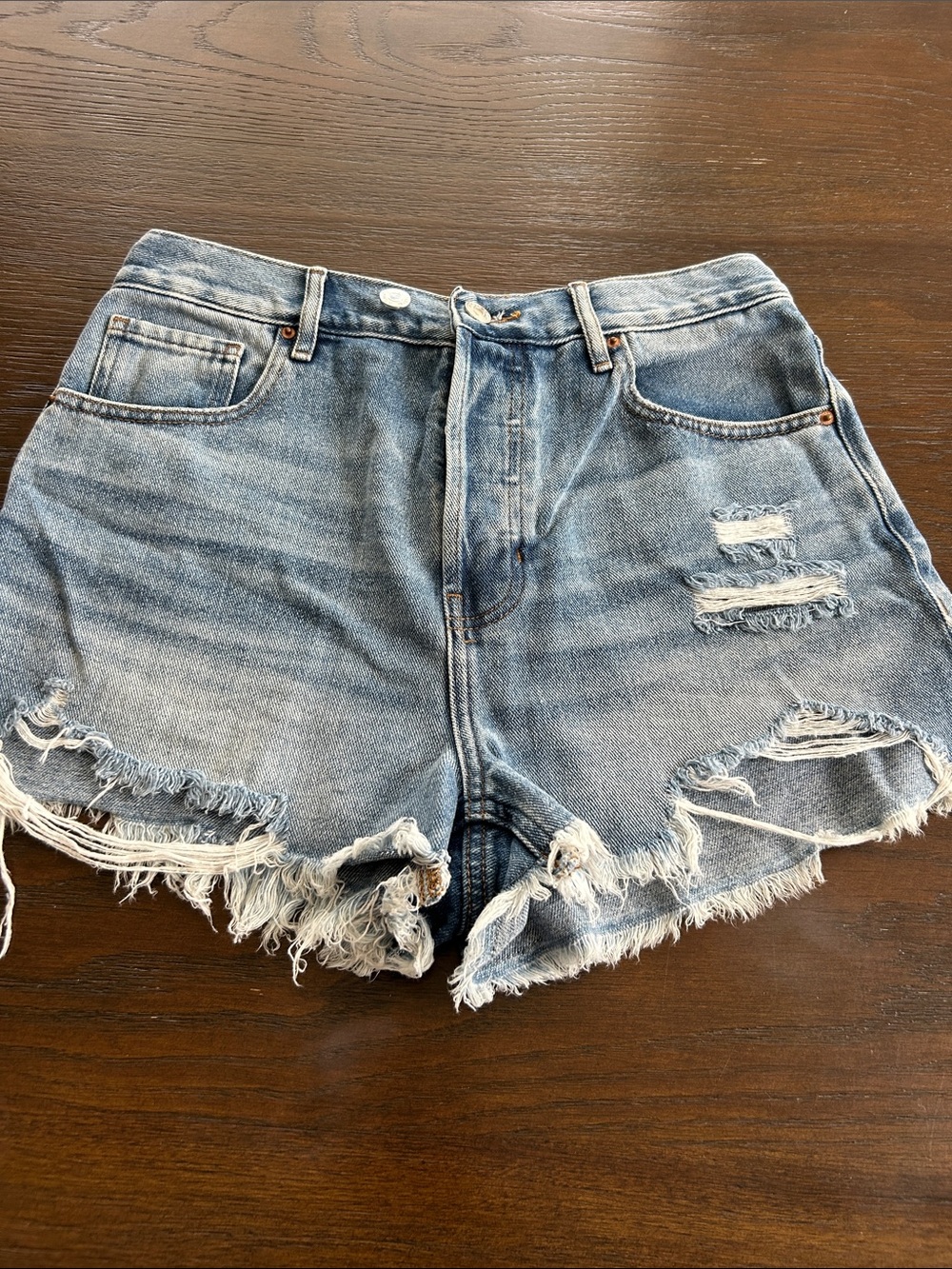 PacSun Distressed Light Blue Denim Shorts
